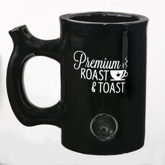 Shiny Black "Roast and Toast" Mug