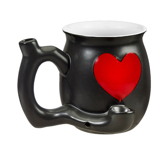 Embossed Red Heart Black Mug