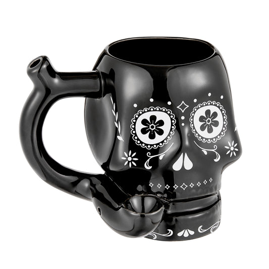 Skull Mug - Black With White Trim